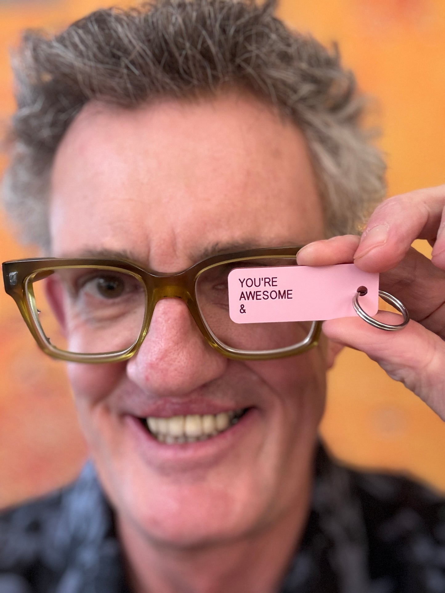You're awesome & you're doing great keytag (pink)